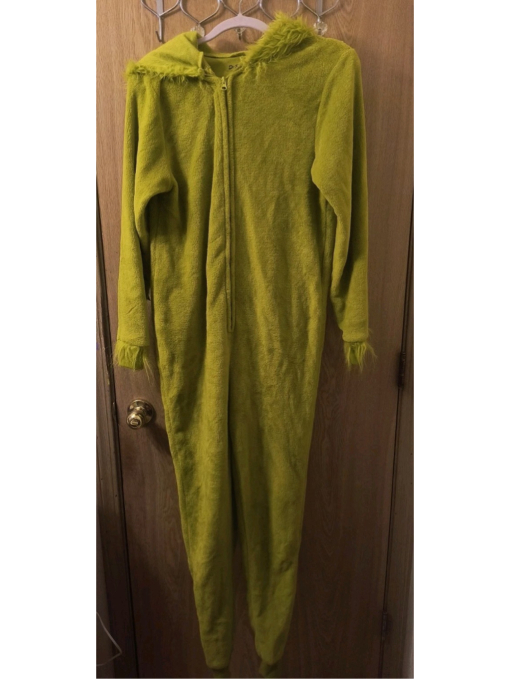 Seuss The Grinch Adult Plush Hooded Union One Piece Pajamas Size S/M